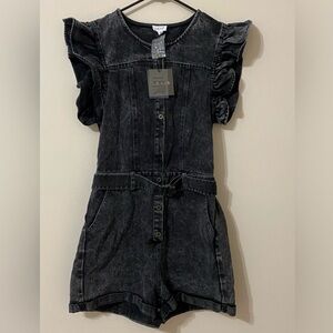 Le Lis Womens Black Denim Romper